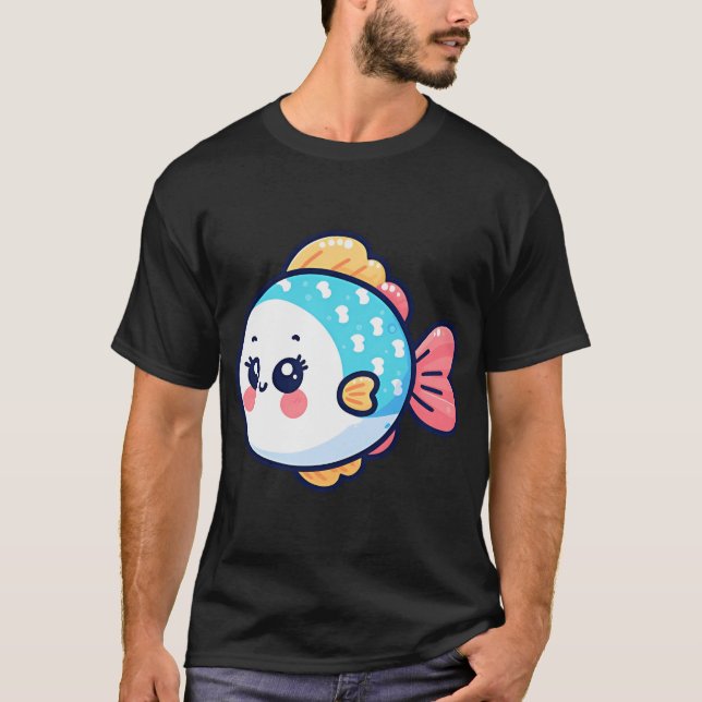 Camiseta Cartoon de Peixe Alegre (Frente)