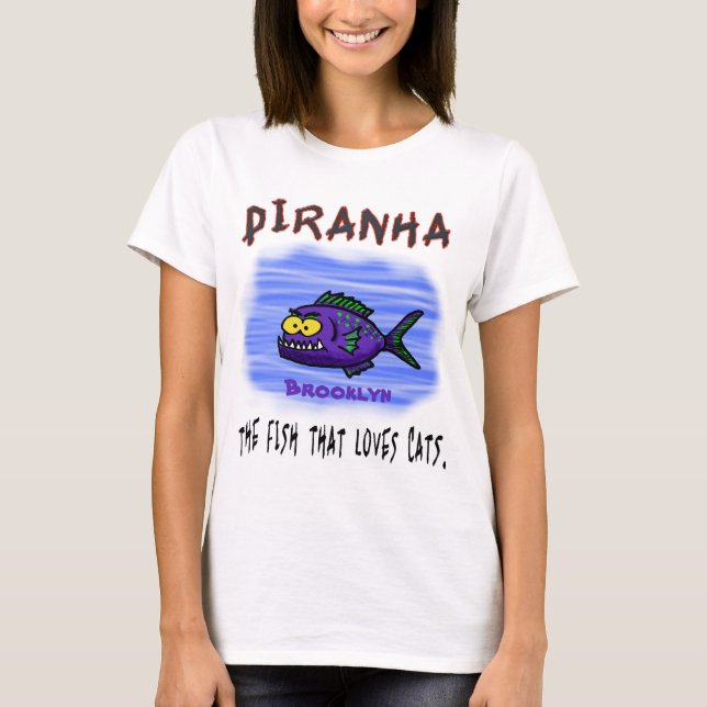 Camiseta Cartoon de peixe Piranha (Frente)