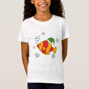 Camiseta Cartoon de Peixes Tropicais do Xmas sobre Padrão d
