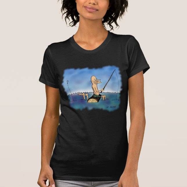 Camiseta Cartoon de Pesca de Dia Estranho (Frente)