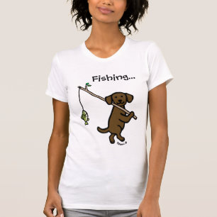 Camiseta Cartoon de Pesca Labrador Chocolate