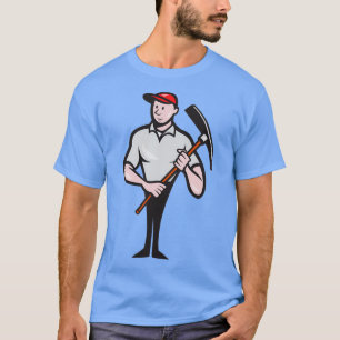 Camiseta Cartoon de Picareta do Trabalhador de Construção