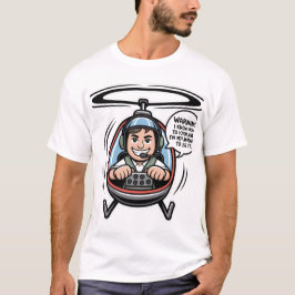 Camiseta Cartoon de Piloto de Helicóptero Confiante com Avi