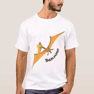 Camiseta Cartoon de pterodátilo, cor de laranja giro e eng