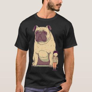 Camiseta Cartoon de pug gigante, arte de pug fofo, pug enor