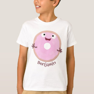 Camiseta Cartoon de rosquinha rosa-claro e bonito