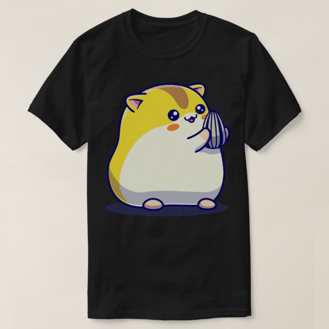 Camiseta Cartoon de sementes de girassol comendo um hamster (Frente do Design)
