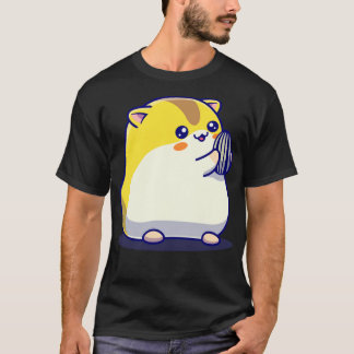 Camiseta Cartoon de sementes de girassol comendo um hamster