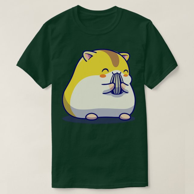 Camiseta Cartoon de sementes de girassol de Hamster giratór (Frente do Design)
