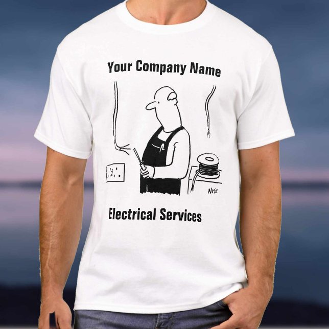 Camiseta Cartoon de Serviços Elétricos. T-Shirt eletricista (Criador carregado)