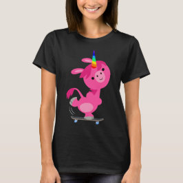 Camiseta Cartoon de SkateBOA Unicórn Mulheres T-Shirt
