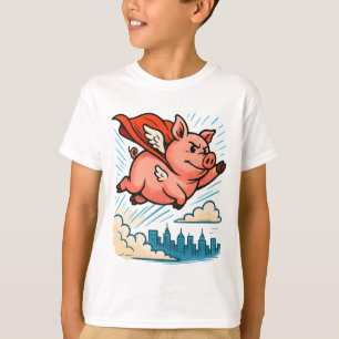 Camiseta Cartoon de Super Herói Voador