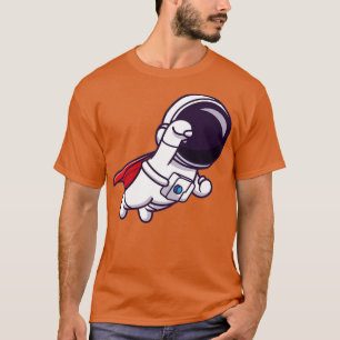 Camiseta Cartoon de Super Voo do Astronauta Bonito