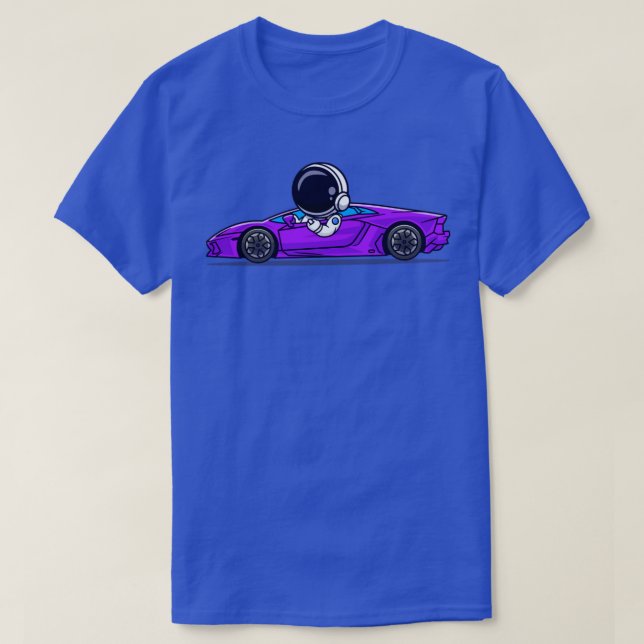 Camiseta Cartoon de Supercarro Movido a Astronauta (Frente do Design)