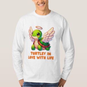 Camiseta Cartoon de Tartaruga Bonita Anjo Asas Halo