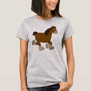 Camiseta Cartoon de Trote Bonito Shire Horse Women T-Shirt