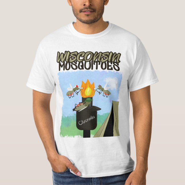 Camiseta Cartoon de Wisconsin Mosquitos - Camping de Tiki (Frente)