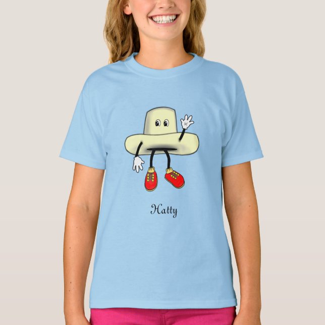 Camiseta Cartoon do Chapéu Feliz (Frente)