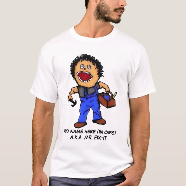 Camiseta Cartoon do Construtor de Ti Fix (Frente)