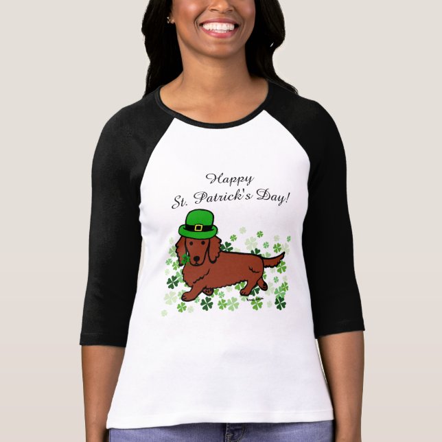 Camiseta Cartoon do Patrick Day Dachshund 2 (Frente)
