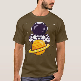 Camiseta Cartoon do Planeta de Controle Astronauta