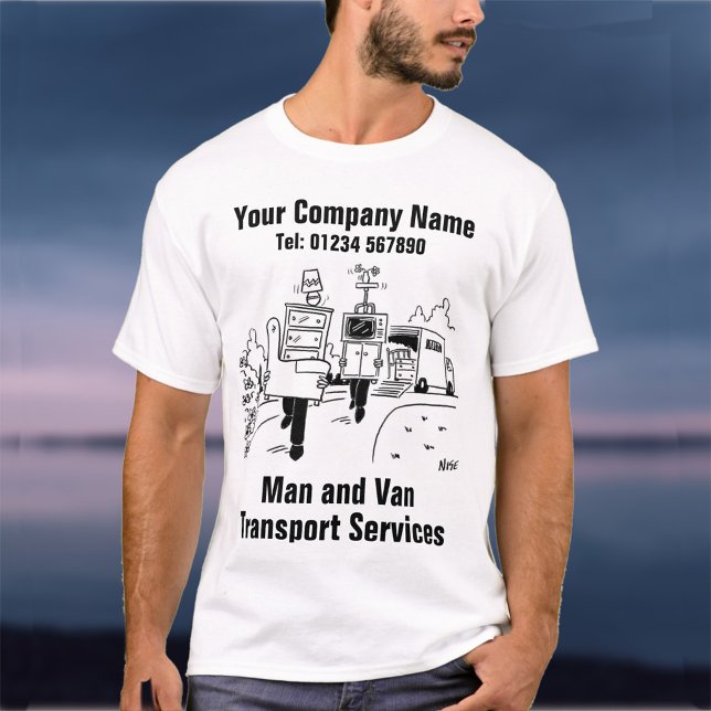 Camiseta Cartoon dos Serviços de Transporte de Man e Van (Criador carregado)