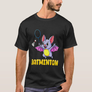 Camiseta Cartoon engraçado de badminton morcego jogando bad