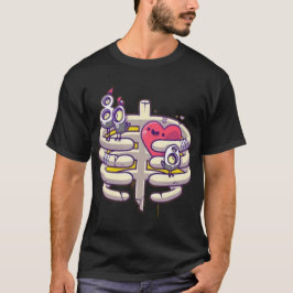 Camiseta Cartoon Engraçado de Coração e Pulseira - Des de C
