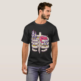 Camiseta Cartoon Engraçado de Coração e Pulseira - Des de C