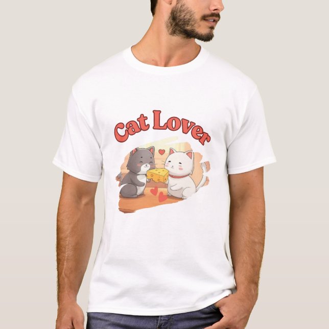 Camiseta Cartoon Engraçado Gato Lover Humor Trendy Design (Frente)