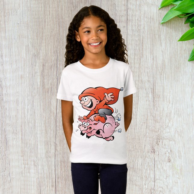 Camiseta Cartoon Engraçado Gnomo Voando (Criador carregado)