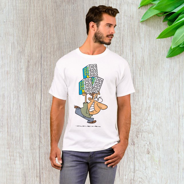Camiseta Cartoon Engraçado Pânico Comprando Papel de Banhei (Criador carregado)