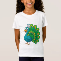 Cartoon Engraçado Pavão com Cauda Colorida