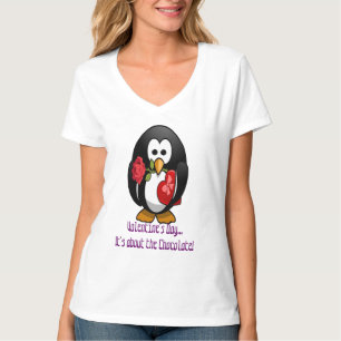 Camiseta Cartoon Engraçado Pinguim Dia de os namorados Boni