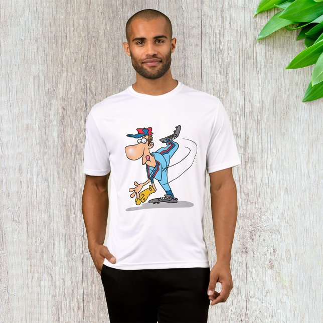 Camiseta Cartoon engraçado Pitcher jogando bola no chão (Criador carregado)