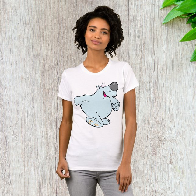 Camiseta Cartoon Engraçado Urso Polar Um Caráter Azul (Criador carregado)