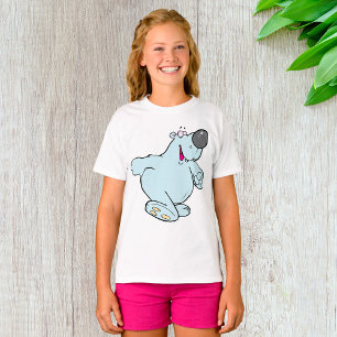 Camiseta Cartoon Engraçado Urso Polar Um Caráter Azul