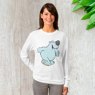 Camiseta Cartoon Engraçado Urso Polar Um Caráter Azul