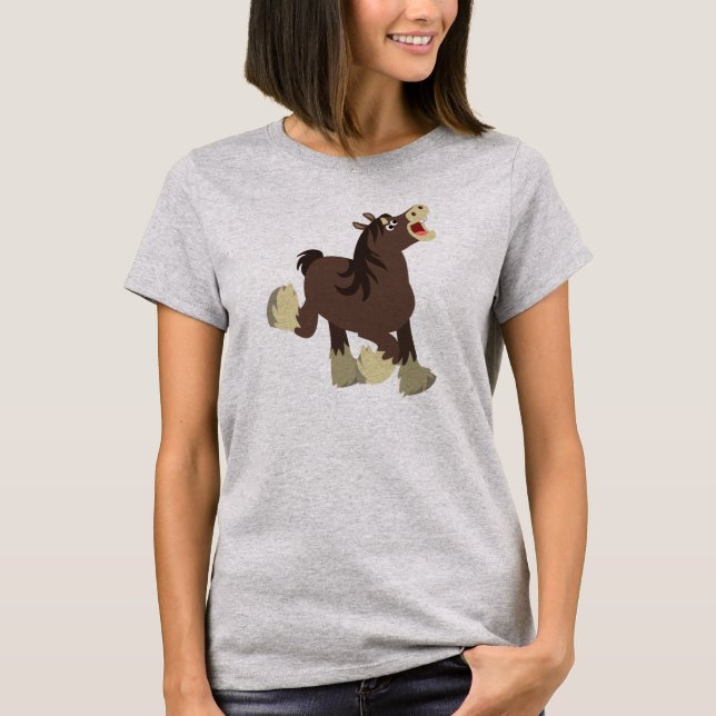Camiseta Cartoon Exuberante Bonito Shire Horse Women T Shir (Frente)