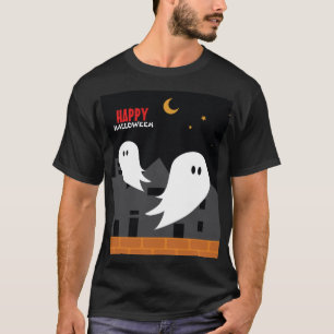 Camiseta Cartoon fantasma da cidade de Halloween