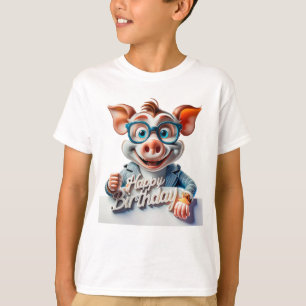 Camiseta Cartoon Feliz Aniversário Ilustração Bonitinha