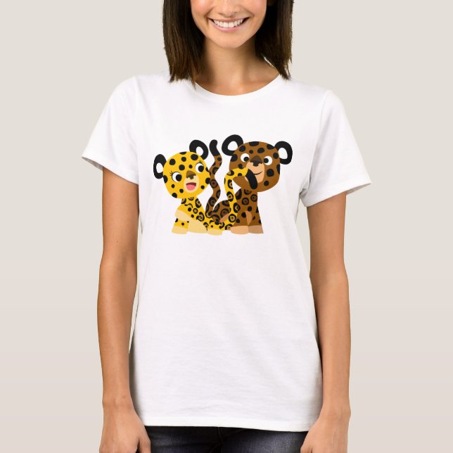 Camiseta Cartoon Flirtativista Bonito Jaguars T-Shirt Mulhe (Frente)