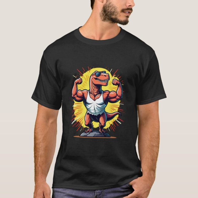 Camiseta Cartoon forte de Dino flexível (Frente)
