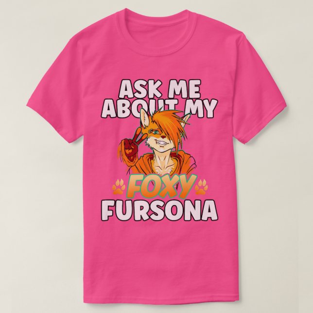 Camiseta Cartoon fox with cute furry fersona fursuit funny  (Frente do Design)