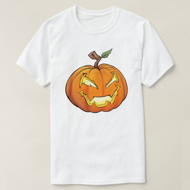 Camiseta Cartoon Freaky Jack-O-Lantern (Frente do Design)