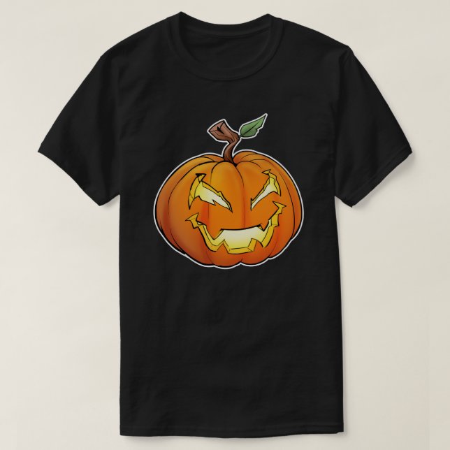 Camiseta Cartoon Freaky Jack-O-Lanterna (Preto) (Frente do Design)