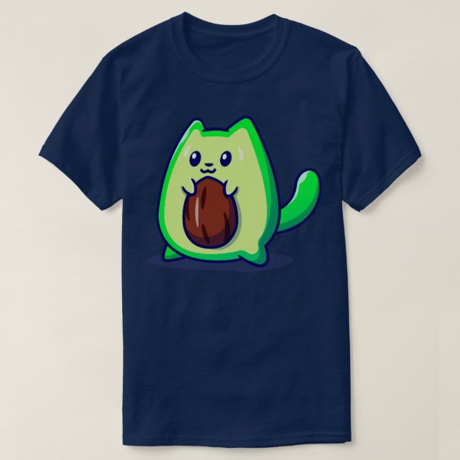 Camiseta Cartoon Gato de Avocado Bonito1 (Frente do Design)