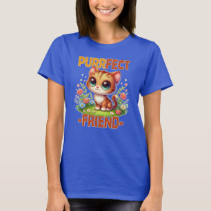 Camiseta Cartoon Gato de Gato Laranja Gato Puro