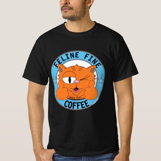 Camiseta Cartoon Gato Gato™, Señor Gato, FELINE FINO COFFEE (Frente)