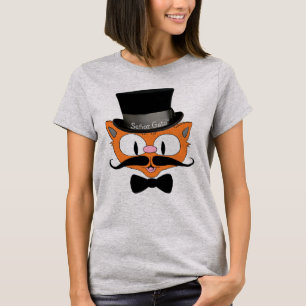 Camiseta Cartoon Gato Handlebar Mustache